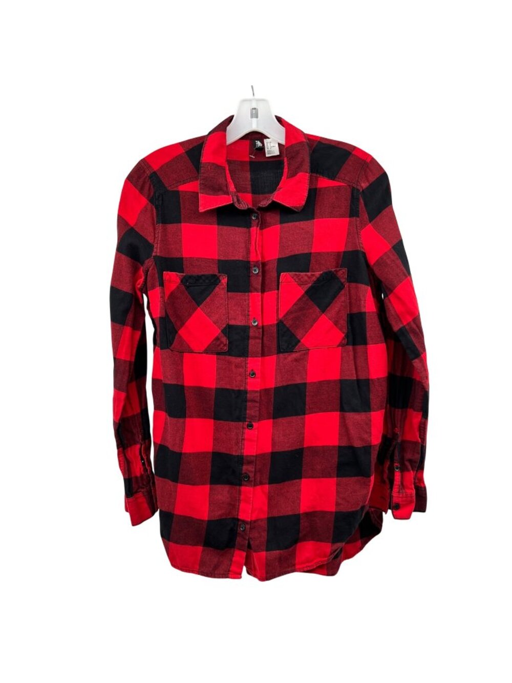 H&M Divided Womens Check Button Up Top Red/Black Size 8